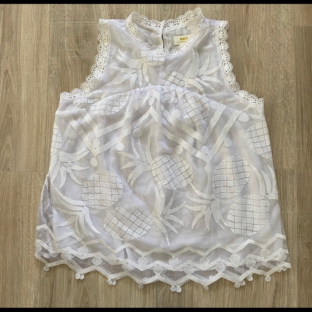 Maeve by Anthro Pineapple Lace Sleeveless Blouse Sz 8
